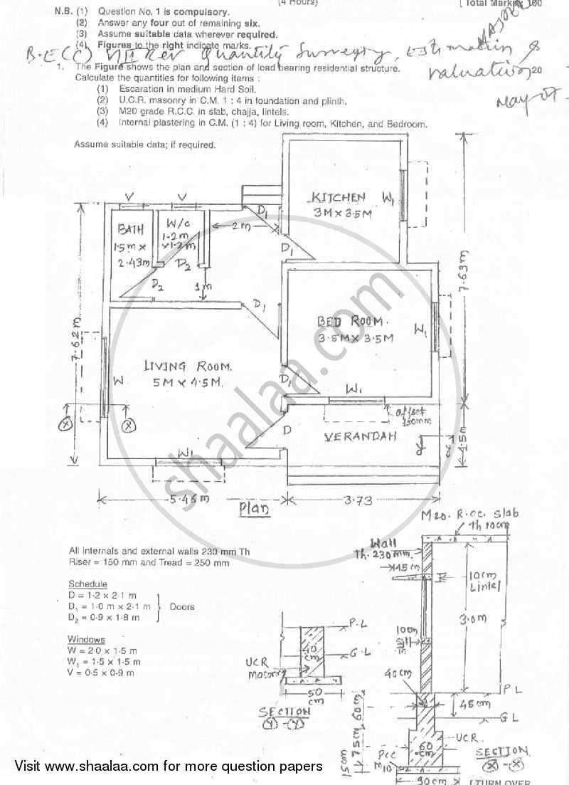 Quantity Survey Estimation and Valuation 2006-2007 - B.E. - Semester 8 (BE Fourth Year) - University of Mumbai question paper with PDF download