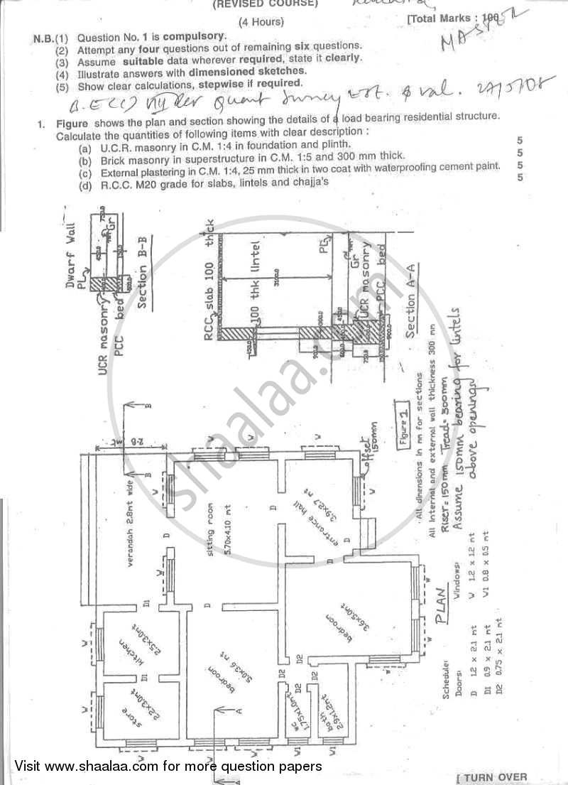Quantity Survey Estimation and Valuation 2007-2008 - B.E. - Semester 8 (BE Fourth Year) - University of Mumbai question paper with PDF download