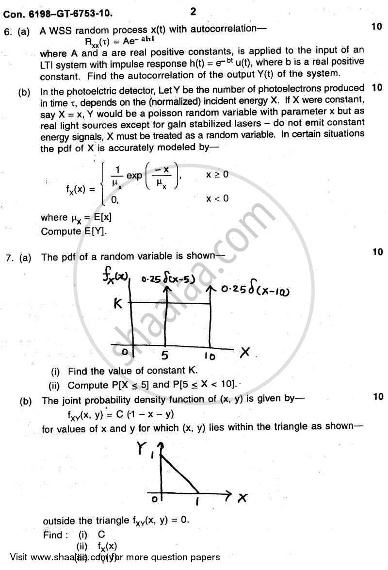 Random Signal Analysis 2010-2011 - B.E. - Semester 5 (TE Third Year) - University of Mumbai question paper with PDF download