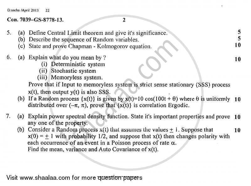 Random Signal Analysis 2012-2013 - B.E. - Semester 5 (TE Third Year) - University of Mumbai question paper with PDF download