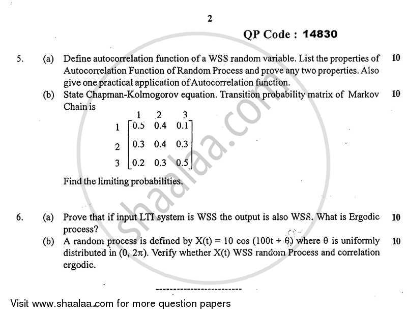 Random Signal Analysis 2014-2015 - B.E. - Semester 5 (TE Third Year) - University of Mumbai question paper with PDF download