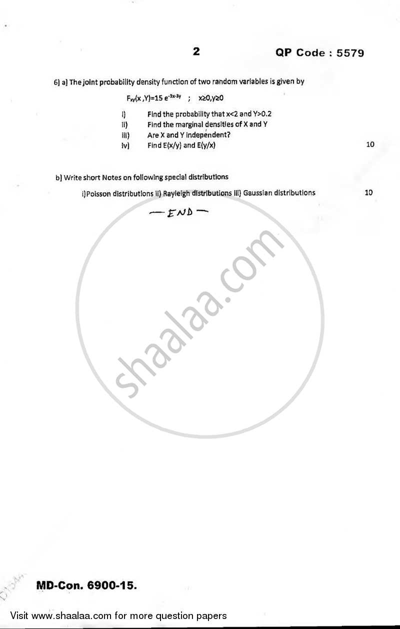 Random Signal Analysis 2015-2016 - B.E. - Semester 5 (TE Third Year) - University of Mumbai question paper with PDF download