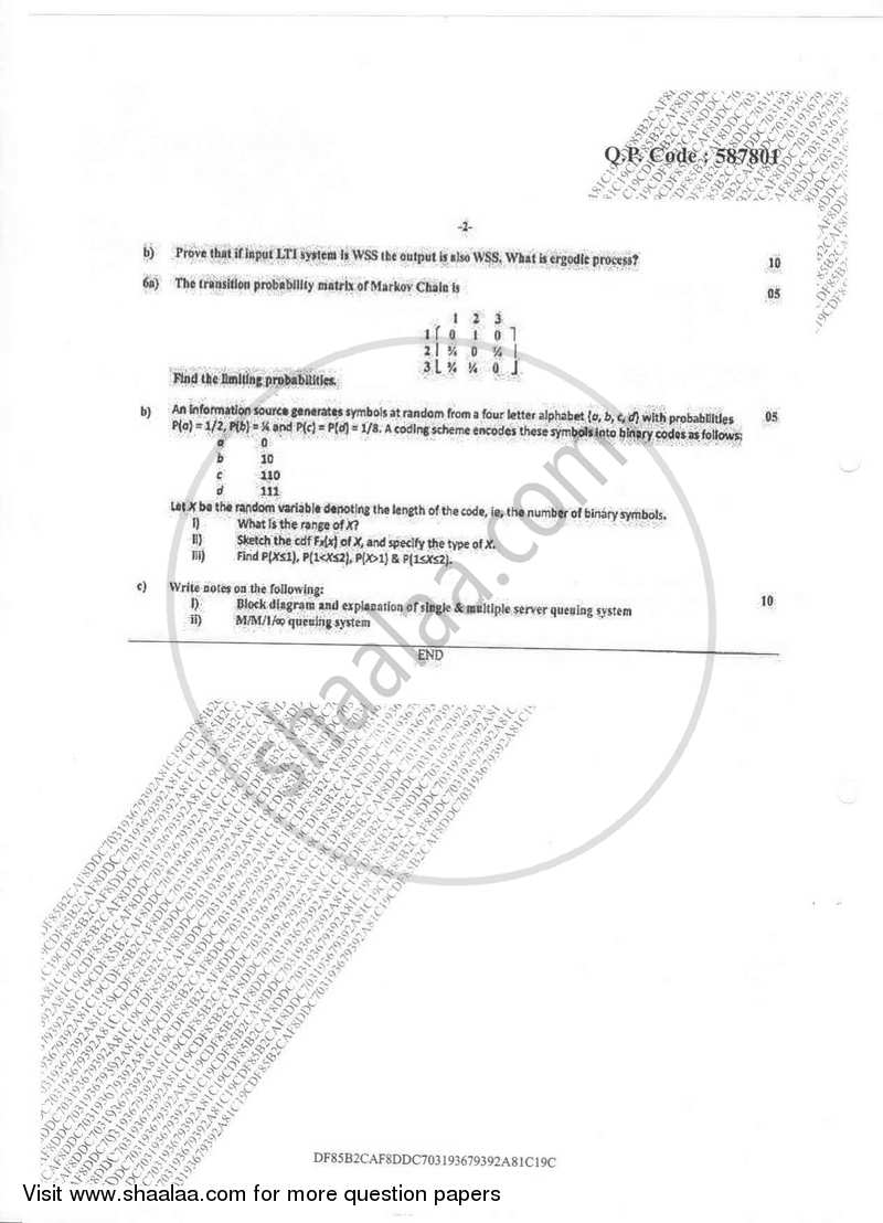 Random Signal Analysis 2016-2017 - B.E. - Semester 5 (TE Third Year) - University of Mumbai question paper with PDF download