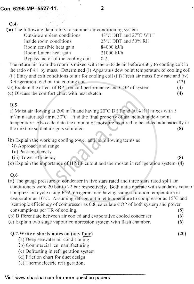 Refrigeration and Air Conditioning 2011-2012 - B.E. - Semester 7 (BE Fourth Year) - University of Mumbai question paper with PDF download