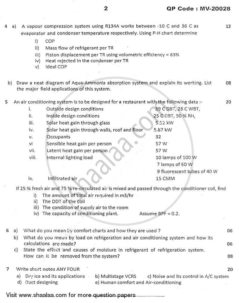 Refrigeration and Air Conditioning 2013-2014 - B.E. - Semester 7 (BE Fourth Year) - University of Mumbai question paper with PDF download