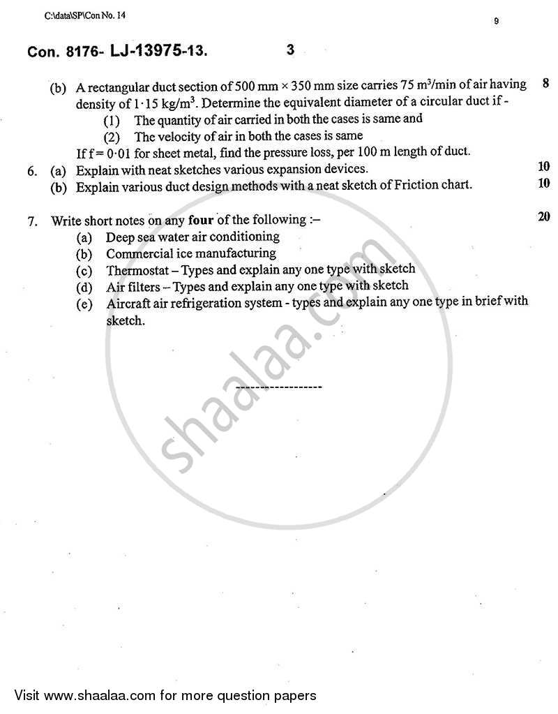 Refrigeration and Air Conditioning 2013-2014 - B.E. - Semester 7 (BE Fourth Year) - University of Mumbai question paper with PDF download
