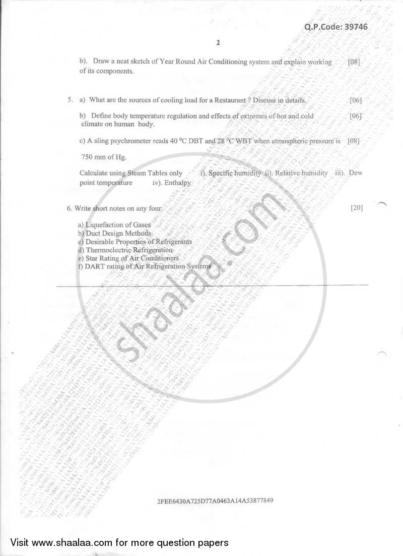 Refrigeration and Air Conditioning 2017-2018 - B.E. - Semester 8 (BE Fourth Year) - University of Mumbai question paper with PDF download