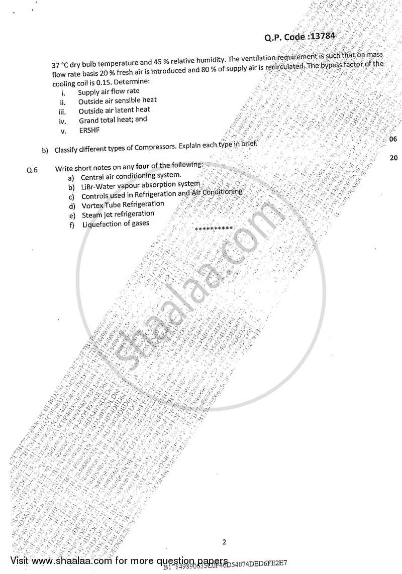 Refrigeration and Air Conditioning 2017-2018 - B.E. - Semester 8 (BE Fourth Year) - University of Mumbai question paper with PDF download