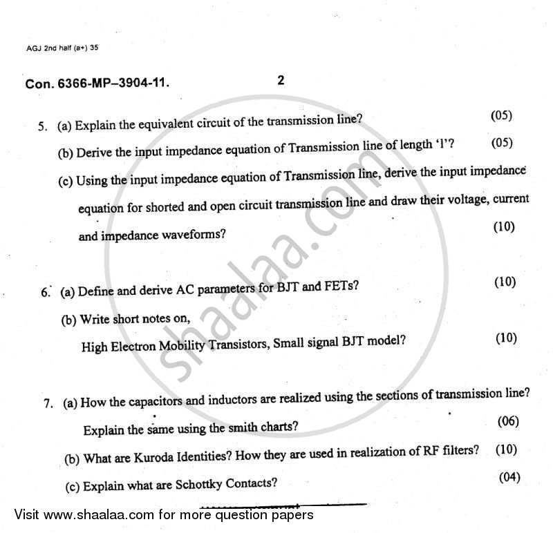 RF Circuit Design 2011-2012 - B.E. - Semester 5 (TE Third Year) - University of Mumbai question paper with PDF download