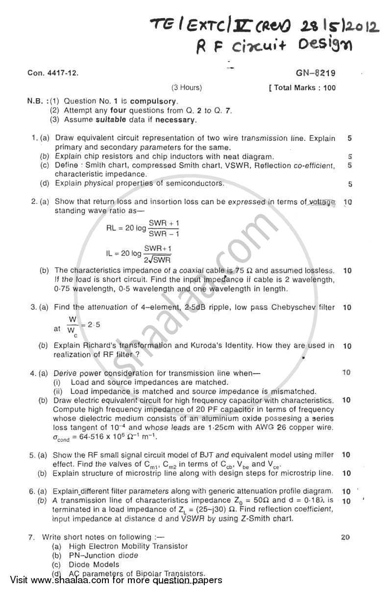 RF Circuit Design 2011-2012 - B.E. - Semester 5 (TE Third Year) - University of Mumbai question paper with PDF download