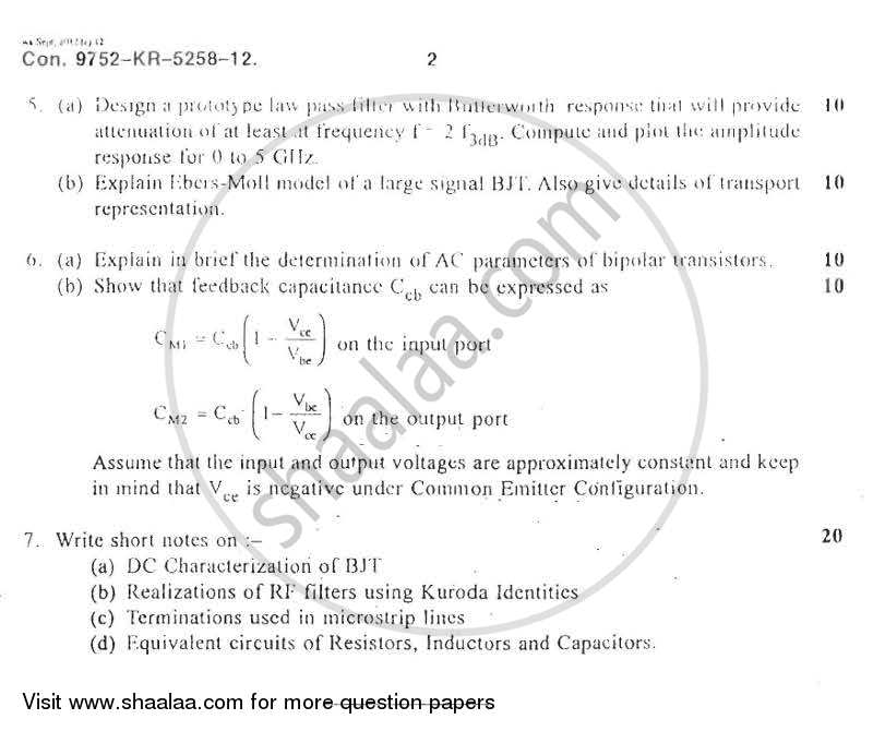 RF Circuit Design 2012-2013 - B.E. - Semester 5 (TE Third Year) - University of Mumbai question paper with PDF download