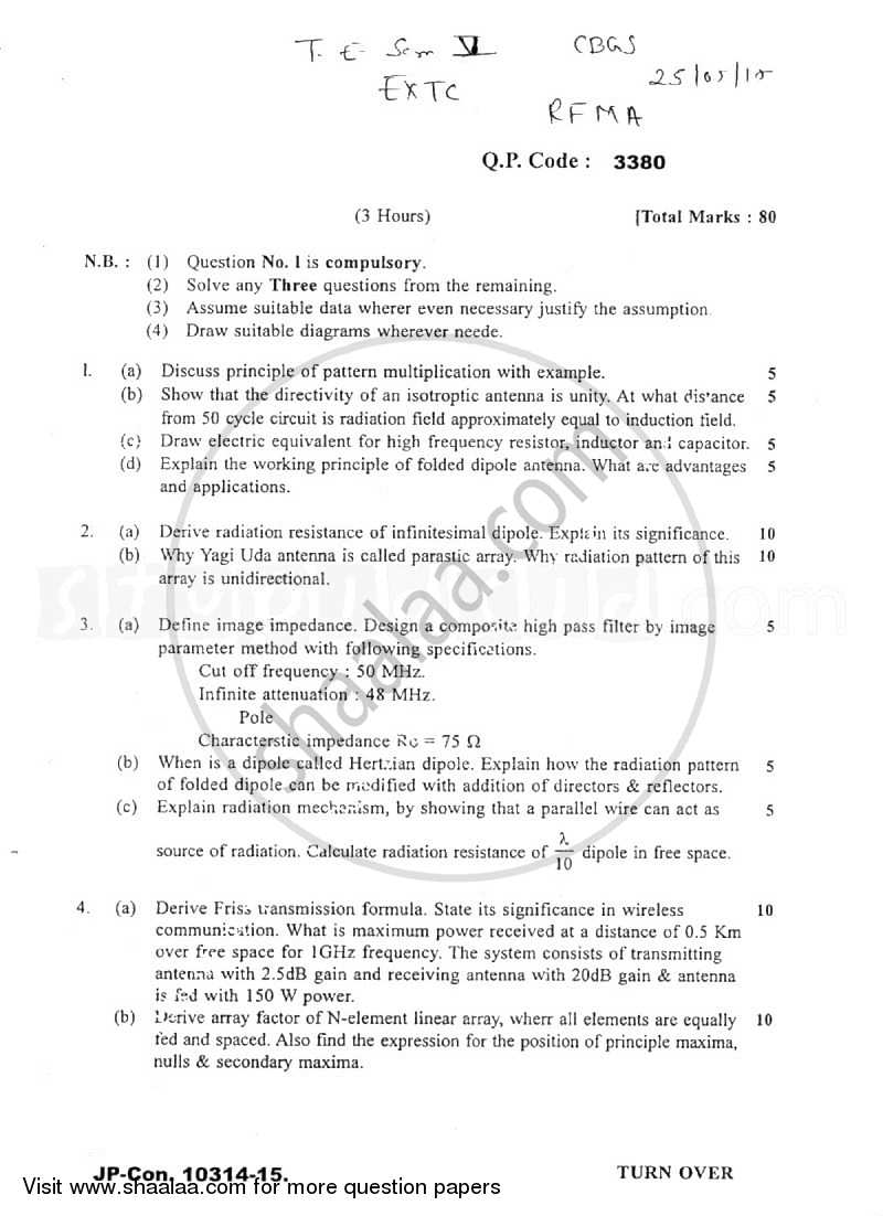 RF Modelling and Antennas 2014-2015 - B.E. - Semester 5 (TE Third Year) - University of Mumbai question paper with PDF download
