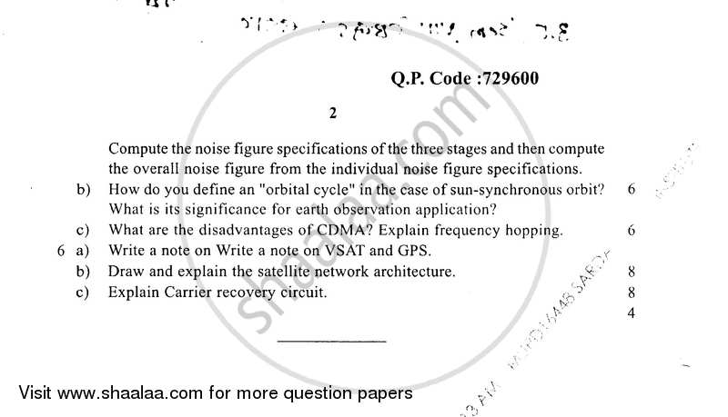 Satellite Communication and Networks 2015-2016 - B.E. - Semester 8 (BE Fourth Year) - University of Mumbai question paper with PDF download