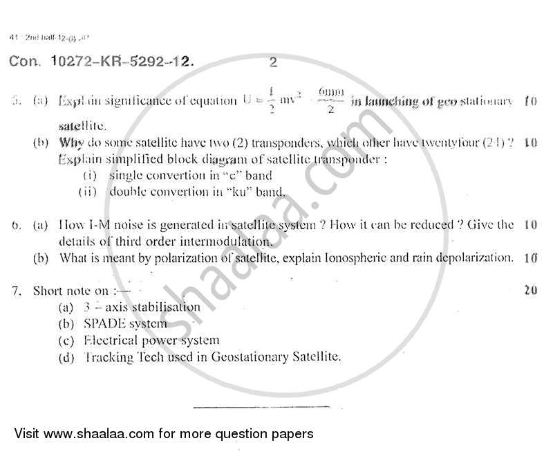Satellite Communication 2012-2013 - B.E. - Semester 8 (BE Fourth Year) - University of Mumbai question paper with PDF download