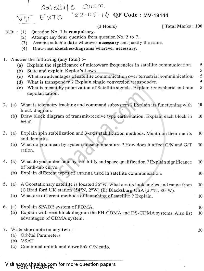 Satellite Communication 2013-2014 - B.E. - Semester 8 (BE Fourth Year) - University of Mumbai question paper with PDF download