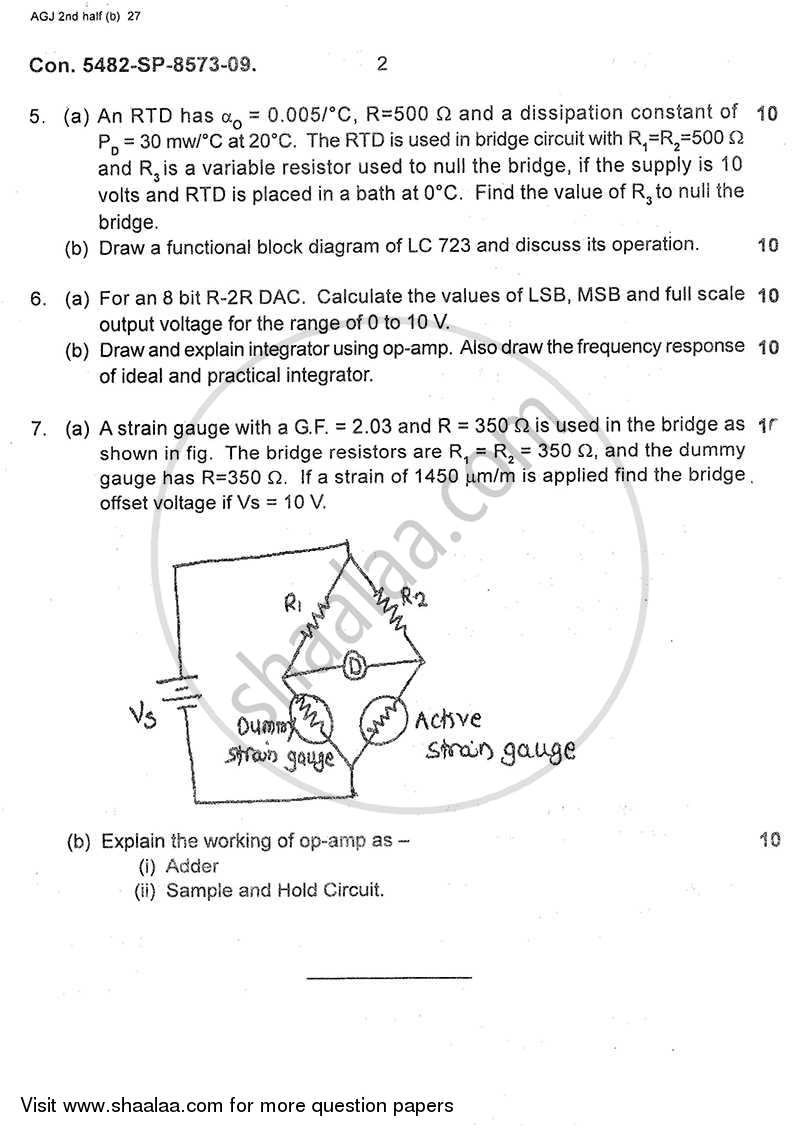 Signal Conditioning Circuit Design 2009-2010 - B.E. - Semester 5 (TE Third Year) - University of Mumbai question paper with PDF download