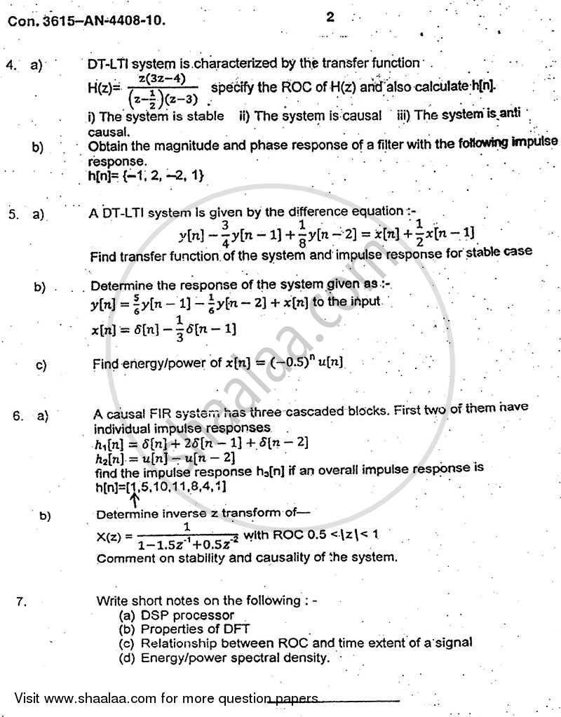 Signal Processing 2009-2010 - B.E. - Semester 4 (SE Second Year) - University of Mumbai question paper with PDF download