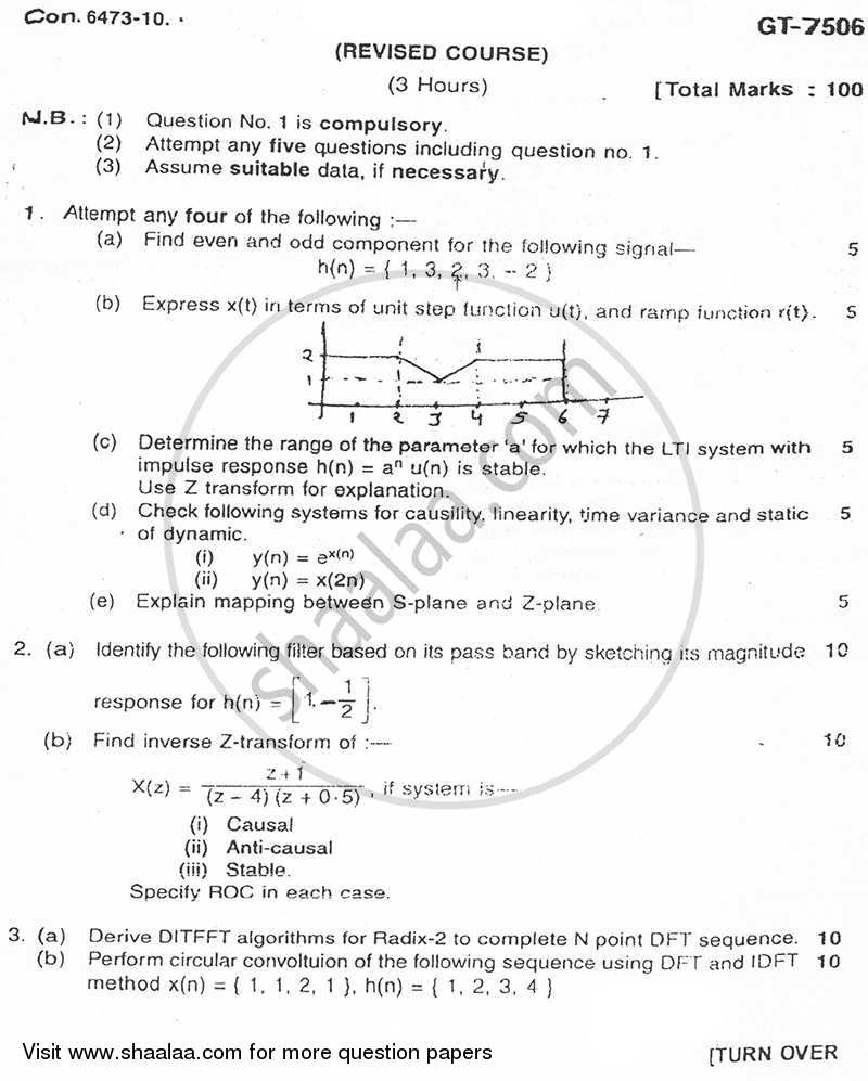 Signal Processing 2010-2011 - B.E. - Semester 4 (SE Second Year) - University of Mumbai question paper with PDF download