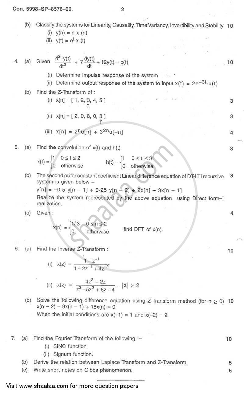 Signal and Systems 2009-2010 - B.E. - Semester 5 (TE Third Year) - University of Mumbai question paper with PDF download