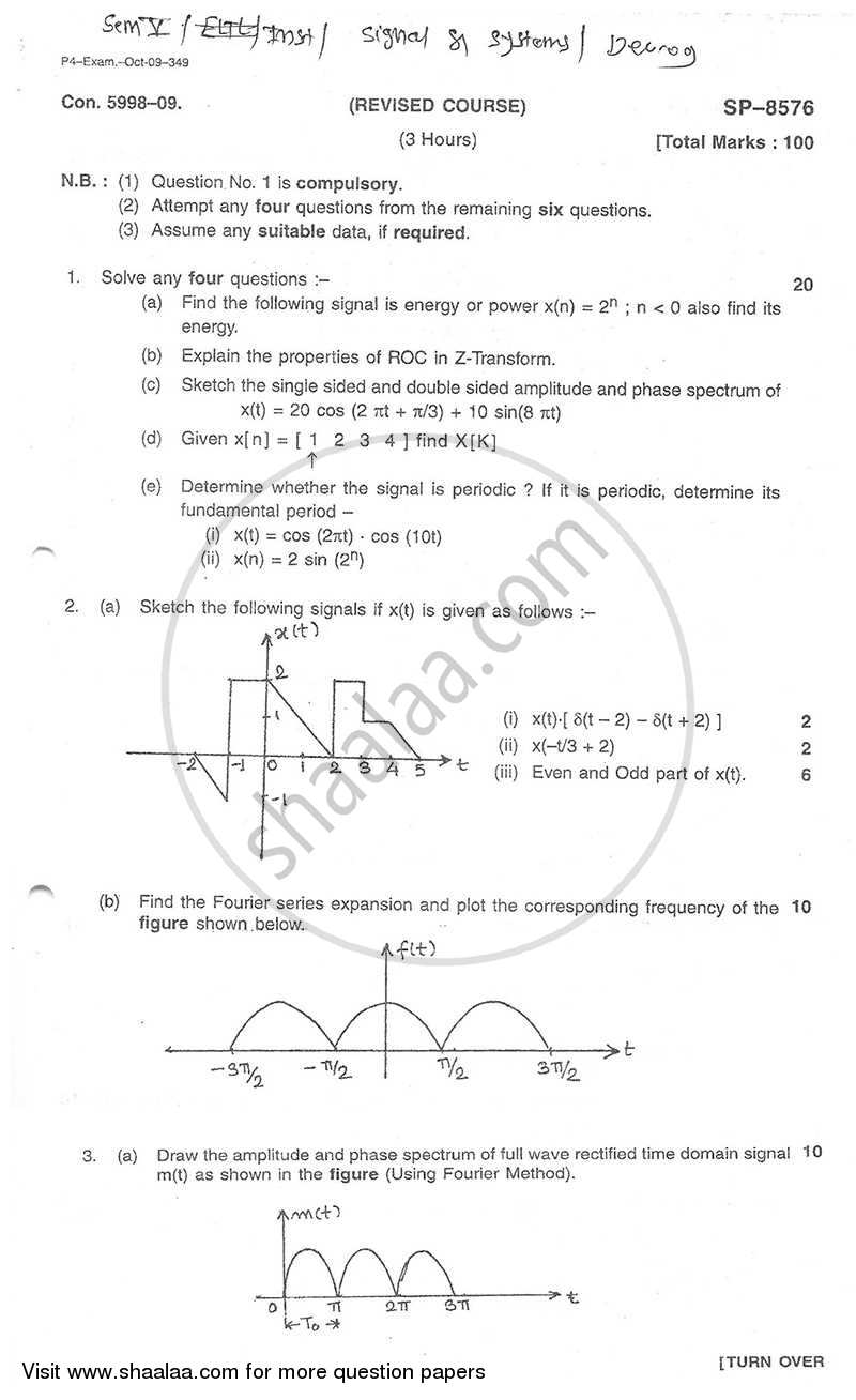 Signal and Systems 2009-2010 - B.E. - Semester 5 (TE Third Year) - University of Mumbai question paper with PDF download