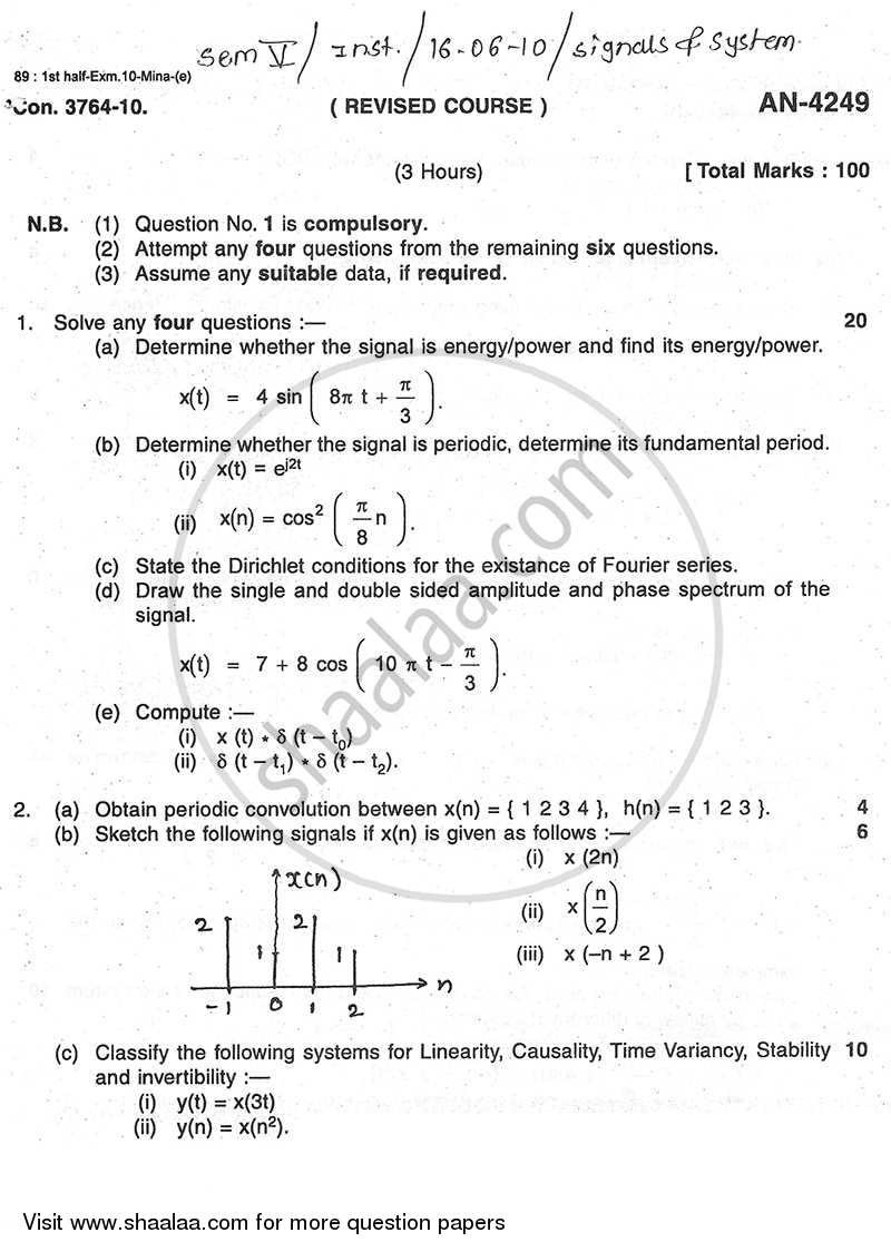 Signal and Systems 2009-2010 - B.E. - Semester 5 (TE Third Year) - University of Mumbai question paper with PDF download