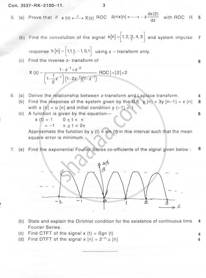 Signal and Systems 2010-2011 - B.E. - Semester 5 (TE Third Year) - University of Mumbai question paper with PDF download