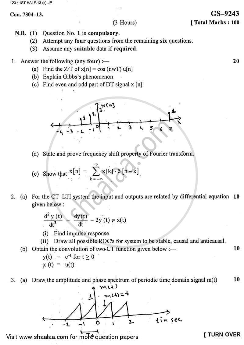 Signal and Systems 2012-2013 - B.E. - Semester 5 (TE Third Year) - University of Mumbai question paper with PDF download