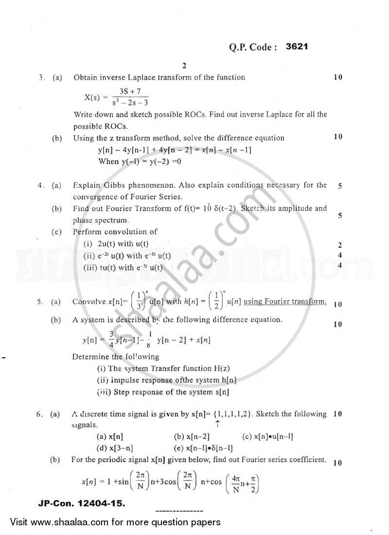 Signals and Systems 2014-2015 - B.E. - Semester 4 (SE Second Year) - University of Mumbai question paper with PDF download
