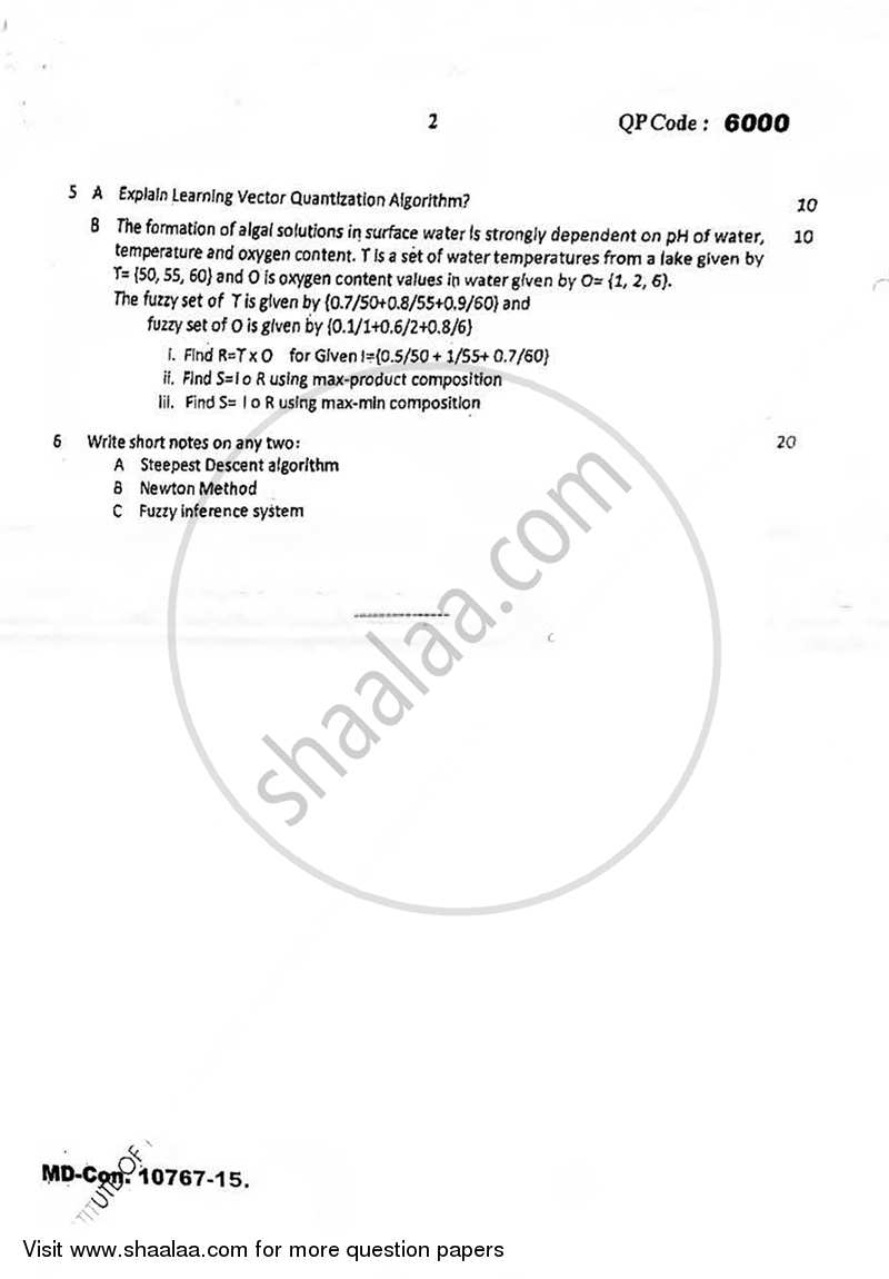 Soft Computing 2015-2016 - B.E. - Semester 8 (BE Fourth Year) - University of Mumbai question paper with PDF download