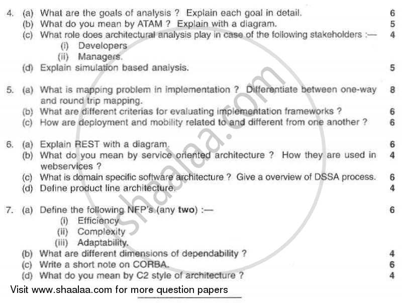 Software Architecture 2010-2011 - B.E. - Semester 8 (BE Fourth Year) - University of Mumbai question paper with PDF download