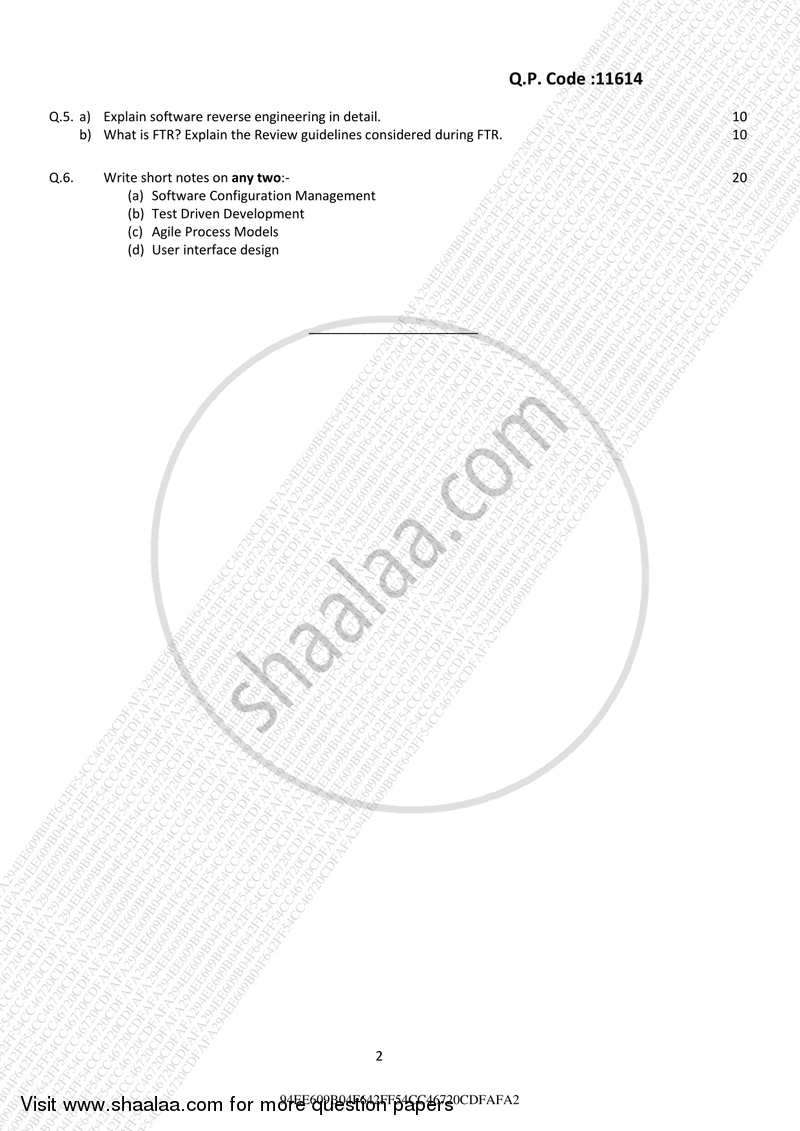 Software Engineering 2017-2018 - B.E. - Semester 6 (TE Third Year) - University of Mumbai question paper with PDF download