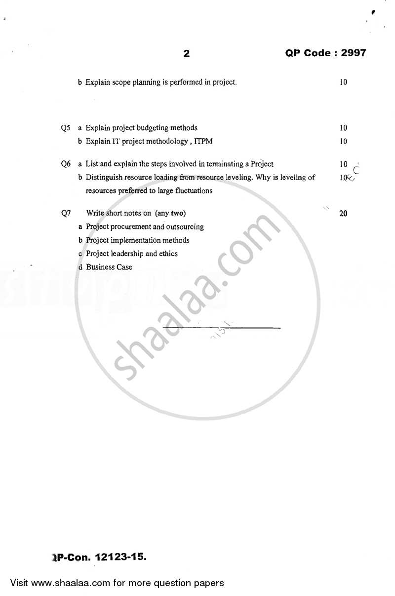 Software Project Management 2015-2016 - B.E. - Semester 8 (BE Fourth Year) - University of Mumbai question paper with PDF download