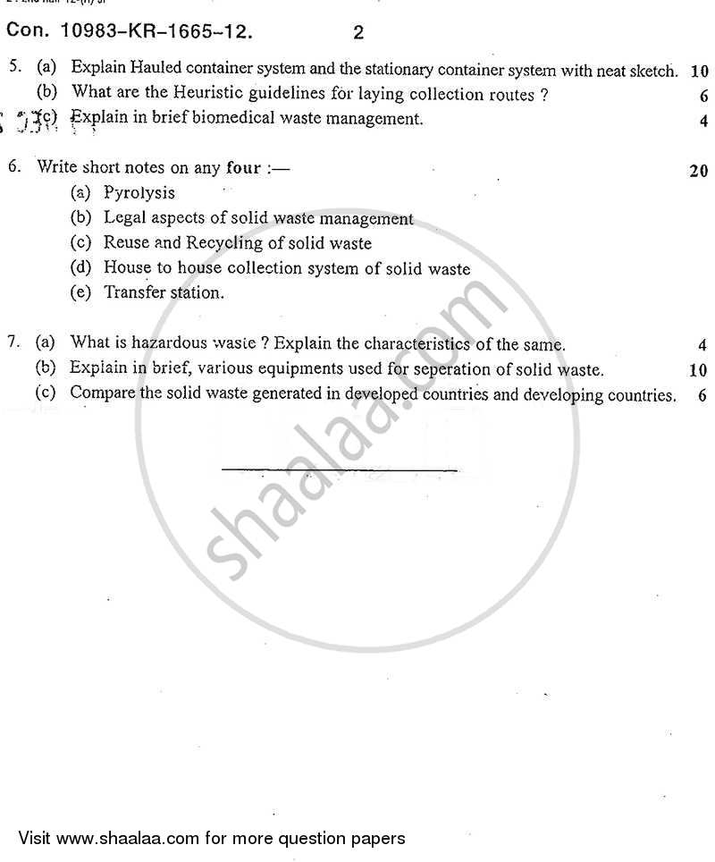 Solid Waste Management 2012-2013 - B.E. - Semester 7 (BE Fourth Year) - University of Mumbai question paper with PDF download