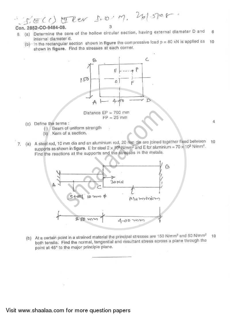 Strength of Materials 2007-2008 - B.E. - Semester 3 (SE Second Year) - University of Mumbai question paper with PDF download