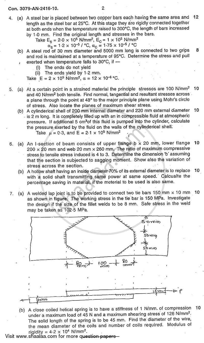 Strength of Materials 2009-2010 - B.E. - Semester 3 (SE Second Year) - University of Mumbai question paper with PDF download