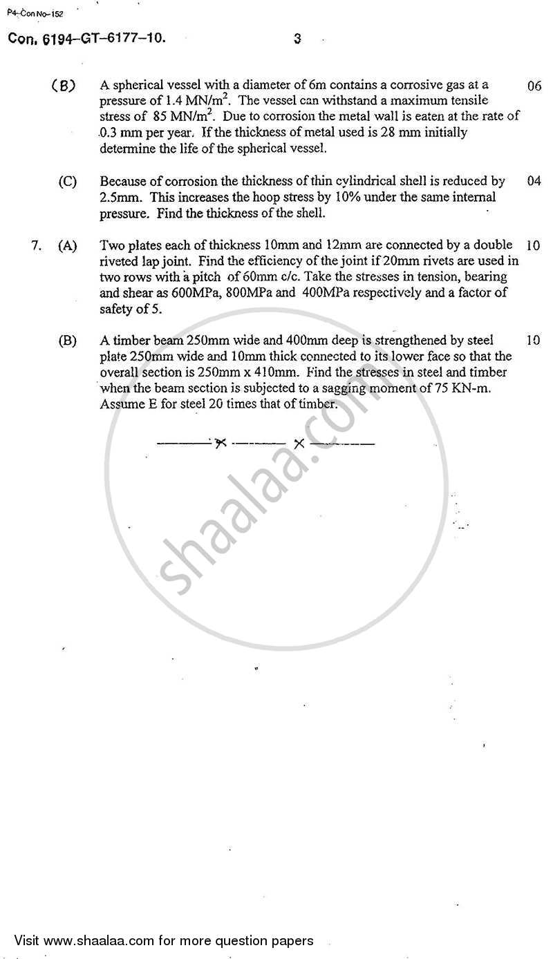 Strength of Materials 2010-2011 - B.E. - Semester 3 (SE Second Year) - University of Mumbai question paper with PDF download