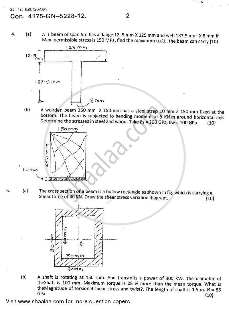 Strength of Materials 2011-2012 - B.E. - Semester 3 (SE Second Year) - University of Mumbai question paper with PDF download