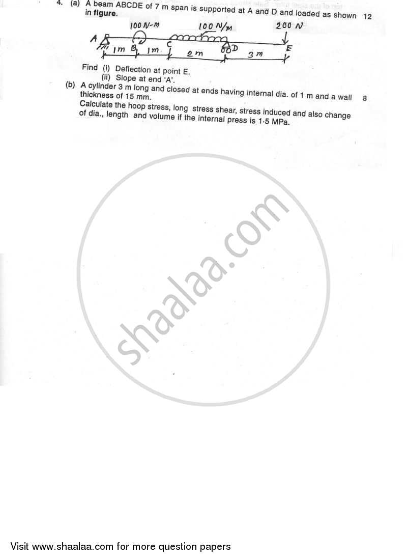 Strength of Materials 2008-2009 - B.E. - Semester 3 (SE Second Year) - University of Mumbai question paper with PDF download