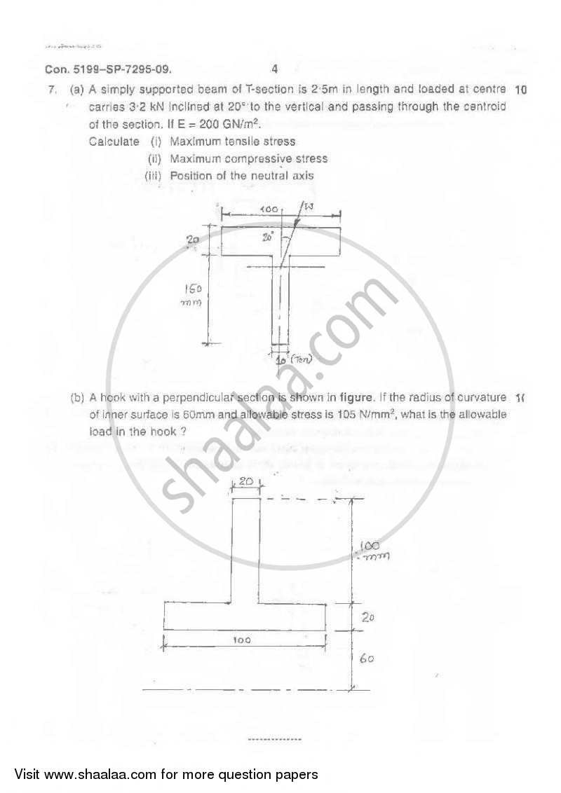 Strength of Materials 2009-2010 - B.E. - Semester 3 (SE Second Year) - University of Mumbai question paper with PDF download