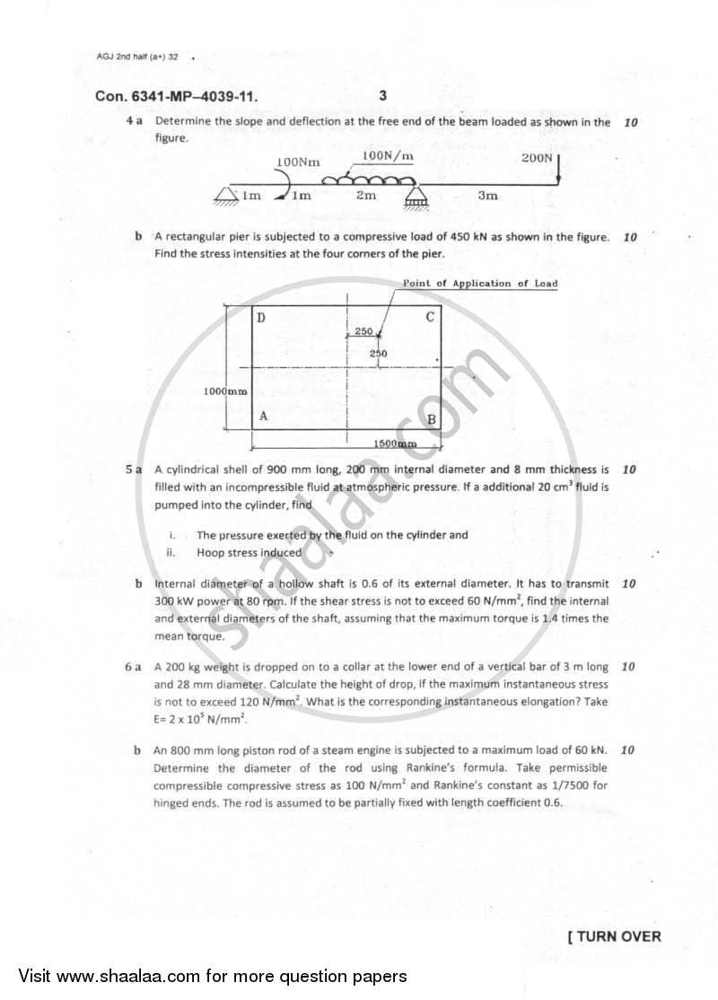 Strength of Materials 2011-2012 - B.E. - Semester 3 (SE Second Year) - University of Mumbai question paper with PDF download