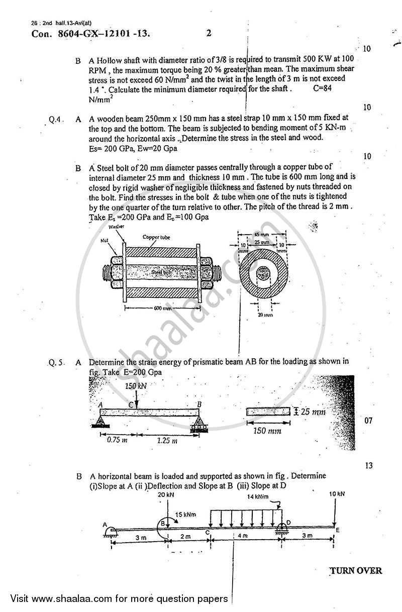 Strength of Materials 2013-2014 - B.E. - Semester 3 (SE Second Year) - University of Mumbai question paper with PDF download