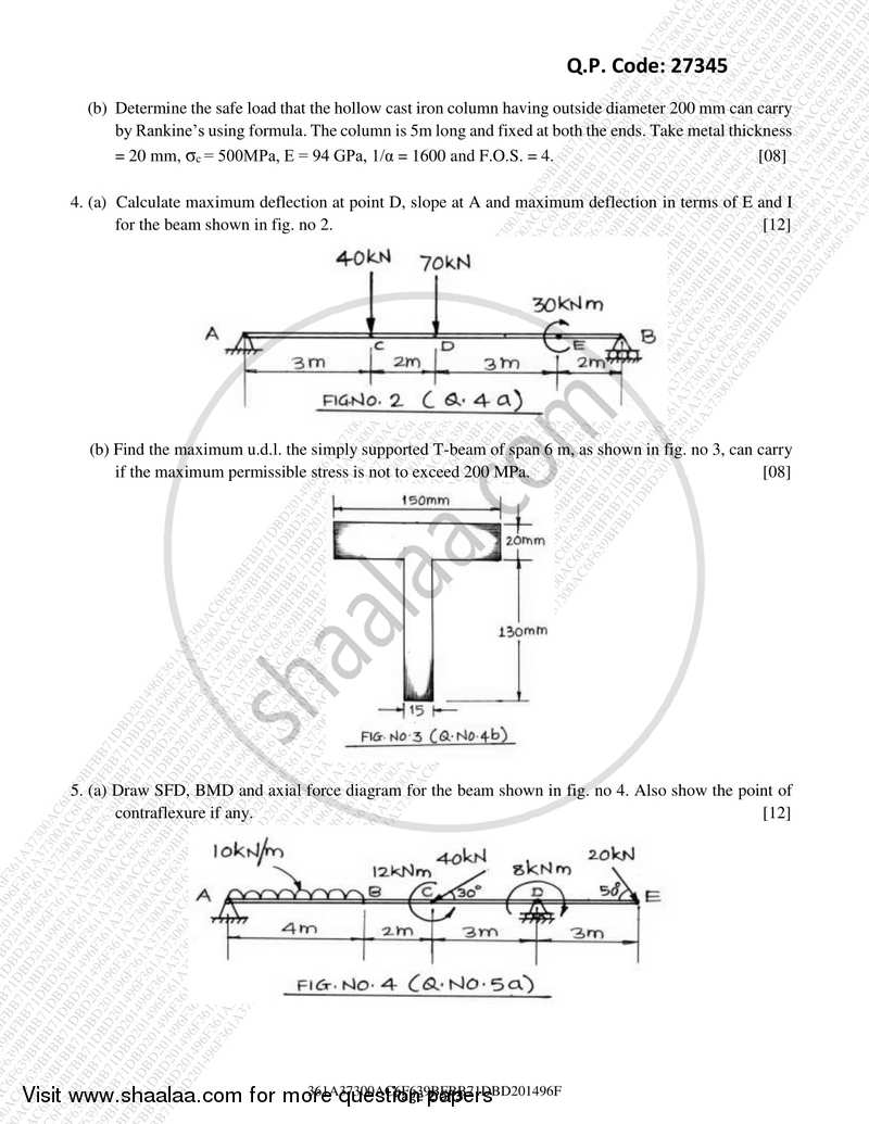 Strength of Materials 2017-2018 - B.E. - Semester 3 (SE Second Year) - University of Mumbai question paper with PDF download