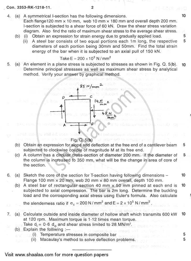 Strength of Materials 2010-2011 - B.E. - Semester 3 (SE Second Year) - University of Mumbai question paper with PDF download