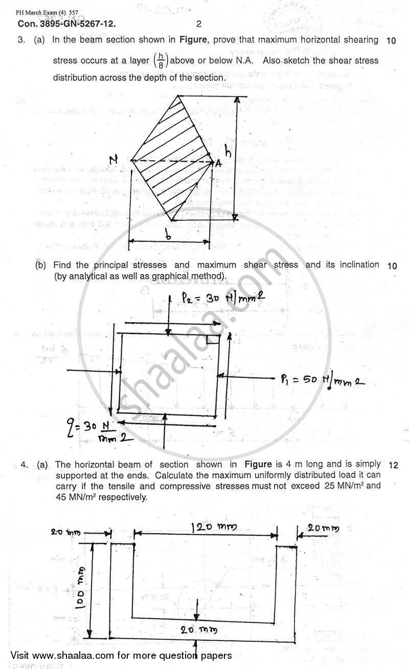 Strength of Materials 2011-2012 - B.E. - Semester 3 (SE Second Year) - University of Mumbai question paper with PDF download