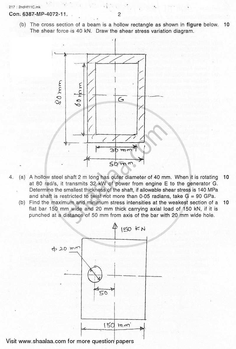 Strength of Materials 2011-2012 - B.E. - Semester 3 (SE Second Year) - University of Mumbai question paper with PDF download