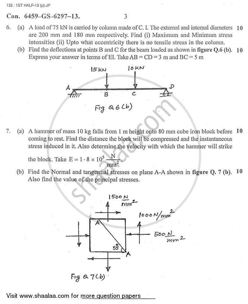 Strength of Materials 2012-2013 - B.E. - Semester 3 (SE Second Year) - University of Mumbai question paper with PDF download