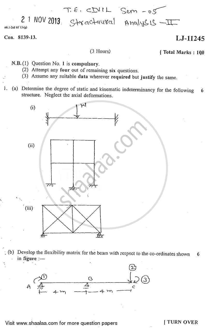 Structural Analysis 2 2013-2014 - B.E. - Semester 5 (TE Third Year) - University of Mumbai question paper with PDF download