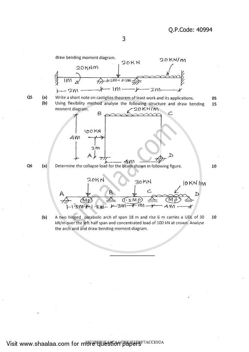 Structural Analysis 2 2017-2018 - B.E. - Semester 5 (TE Third Year) - University of Mumbai question paper with PDF download