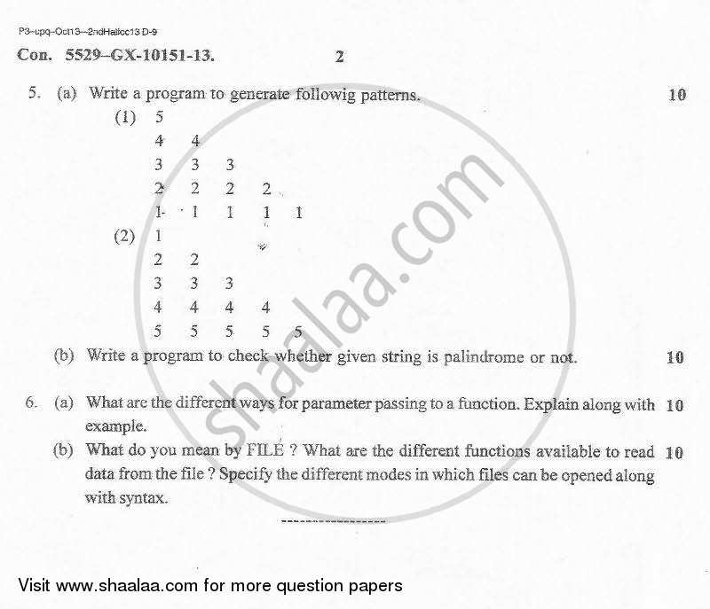 Structured Programming Approach 2013-2014 - B.E. - Semester 2 (FE First Year) - University of Mumbai question paper with PDF download