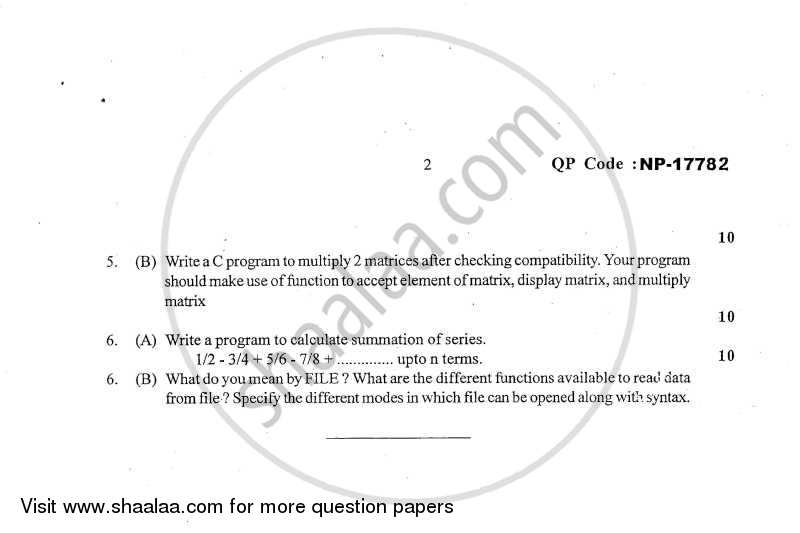 Structured Programming Approach 2013-2014 - B.E. - Semester 2 (FE First Year) - University of Mumbai question paper with PDF download